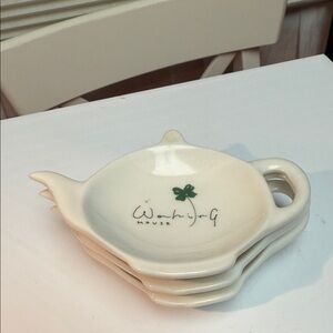White Ceramic Tea Bag Holder Set